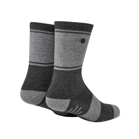 TravisMathew Baja 2.0 Crew Socks | Heather Grey Pinstripe