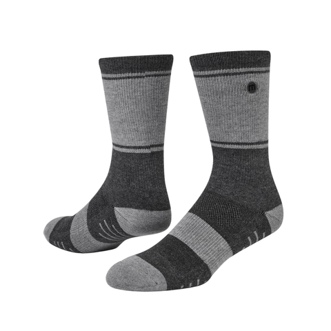TravisMathew Baja 2.0 Crew Socks | Heather Grey Pinstripe