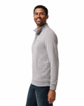 TravisMathew Cloud Quarter Zip 2.0 Men's Pullover in Heather Medium Grey – front view on a clean white background