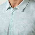 TravisMathew Featherweight Back Nine men's polo Skylight collar and fabric detail