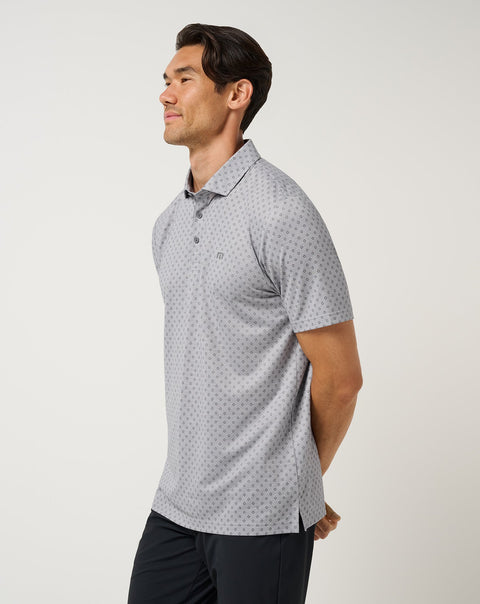 TravisMathew Final Drive Geo Men's Polo Heather Grey alternate view