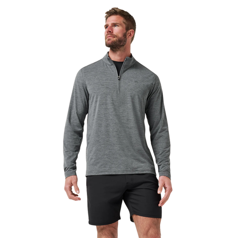 TravisMathew Heater Pro 1/4 Zip Men’s Pullover | Heather Grey