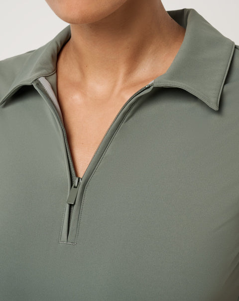 TravisMathew MoveKnit Private Lesson Women's Polo | Olive Smoke - view 3