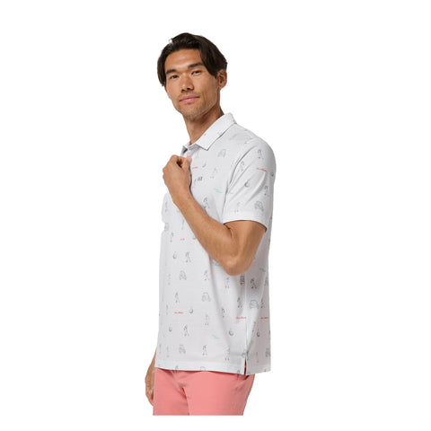 TravisMathew On A Mission men's polo White side model view