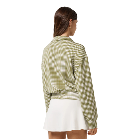 TravisMathew Printed Skyloft Echo ½ Zip Women's Pullover | Olive Houndstooth