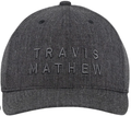 The Travis Mathew Rockdale Cap offers everyday comfort and a clean look, featuring bold TRAVIS MATHEW embroidery on the front in dark gray and an adjustable snapback closure for a perfect fit.