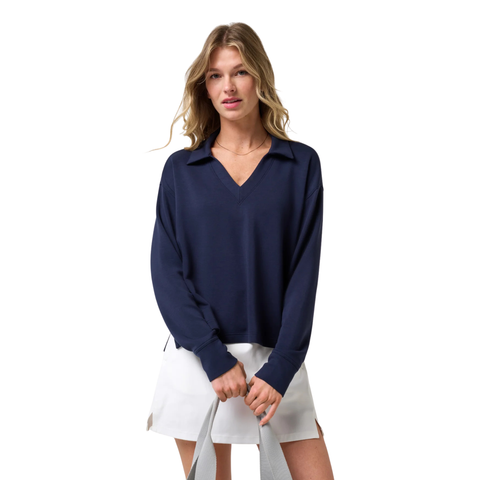 TravisMathew Skyloft Soft V-Neck Women's Pullover | Navy Blazer