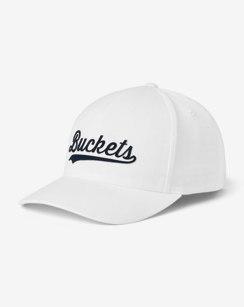 TravisMathew TM Buckets Snapback Hat White side view