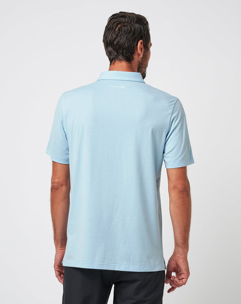 TravisMathew The Heater Men's Polo Heather Dream Blue rear view