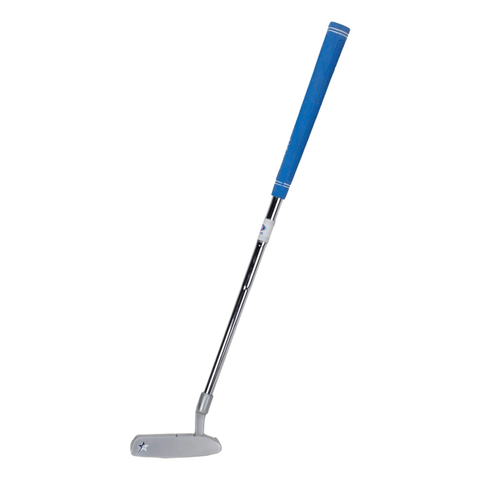 U.S. Kids First Club Putter in Blue, full-length view showing coloured grip and putter head