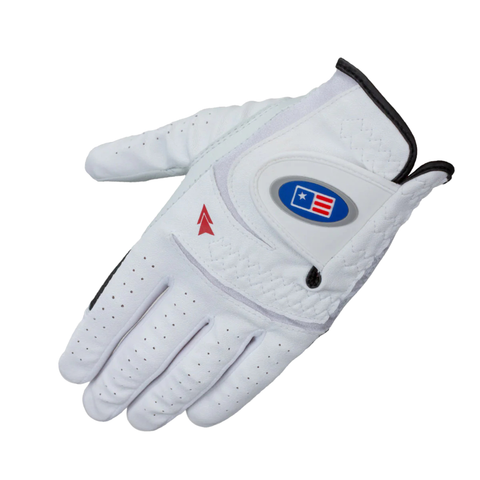 U.S. Kids Good Grip Junior Golf Glove palm view showing perforated leather