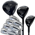 U.S. Kids TS6-60 10 Club Stand Golf Set in Blue/White, complete 10-club line-up showing woods, hybrids and irons
