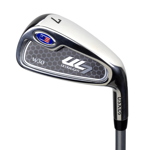 U.S. Kids UL7 Junior Golf 7 Iron rear cavity view showing lightweight w30 clubhead