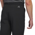 Close-up of the back of the black Adidas Ultimate365 8.5-Inch Men's Golf Shorts, showing a back pocket with the Adidas logo above it and a woven black belt.