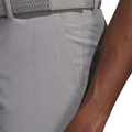 Close-up detail of the grey Adidas Ultimate365 8.5-Inch Men's Golf Shorts, showing the side pocket stitching and a woven grey belt.