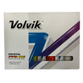 A box of Volvik Crystal Combi Golf Balls by Volvik features a white design, bold logo, and window showing dual color balls. Text highlights Multi Performance and COMBI Dual Color for a soft feel.