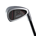Close-up of a Wilson golf iron clubhead, featuring a silver finish with black and red accents, styled like the Wilson 2025 Deep Red Junior Set for ages 12-14, and displaying the word TOUR in white on the clubface.
