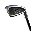 Close-up of a Wilson golf club iron with Tour branding and green accents from the Wilson 2025 Deep Red Junior Set – 5-8 Years Green, shown against a white background.