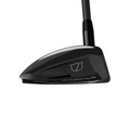 A close-up side view of the Wilson 2025 Dynapwr Max Fairway Wood club head with “DYNAPWR” and a shield logo, designed by Wilson for maximum forgiveness and explosive distance, shown against a plain white background.