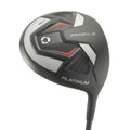 A close-up of the Wilson 2025 Mens Profile Platinum Package Set driver in black and silver with red accents and a 10.5° label, ideal for beginners seeking quality golf clubs from Wilson.