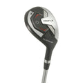 A close-up of a Wilson 2025 Mens Profile Platinum Package Set golf club, showing a metallic black, silver, and red club head with visible PLATINUM and PROFILE branding from the Wilson brand.