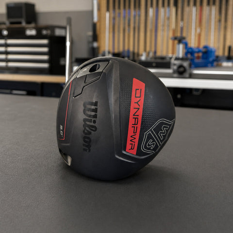Used Wilson Dynapwr 9 degree driver head on a Golf 360 workshop bench