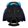 A black and blue underwater scooter viewed from the back, showing its circular propeller cover, handle, and streamlined body—reminiscent of the sleek Wilson Exo Lite Stand Bag by Wilson in Dark Blue/Light Blue—set against a white background.