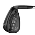 Close-up of the Wilson Infinite Wedge by Wilson, featuring INFINITE and TRU FEEL on its matte black face. Precision-milled grooves offer high spin, and the 56° loft is marked in white near the heel.