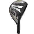 A close-up of the Wilson Launch Pad 2 Mens Graphite Combo Iron Set highlights the 4H hybrid head with bold black, silver, and green graphics and visible LP branding—showcasing its forgiving design from this Wilson iron set.