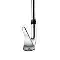 A closeup of a shiny silver iron from the Wilson Women's Dynapwr Golf Club Set by Wilson, showing the clubhead, hosel, and part of the black-and-silver shaft against a white background.