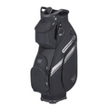 The black Wilson bag, made for the Wilson Women's Dynapwr Golf Club Set, boasts multiple zippered pockets, a reinforced base, and silver accents—perfect for carrying your clubs in style.