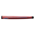 The Winn Tour Pistol Excel Putter Grip by Winn features a red and black textured design, a blue Winn logo on the left, and a slightly tapered shape—ideal for those seeking reliable putter grips.