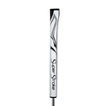 A white and black SuperStroke Zenergy WristLock Putter Grip featuring a sleek, modern design with the SuperStroke brand name printed vertically along the side.