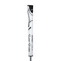 A Superstroke Zenergy WristLock Putter Grip in white with black accents and branding displayed vertically against a plain white background.