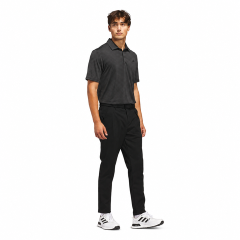 Adidas Performance Two-Colour Stripe Polo Carbon/Black full model view