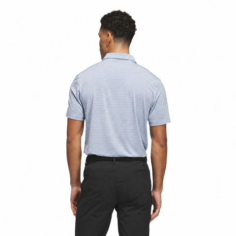 Adidas Ultimate365+ Three-Colour Stripe Polo Crystal Sky/Dual Indigo back model view