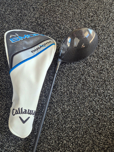 Used left-handed Callaway Paradym Ai Smoke MAX driver with headcover