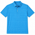 Greg Norman Pro Series striped men's golf polo in Perfect Sky - front view