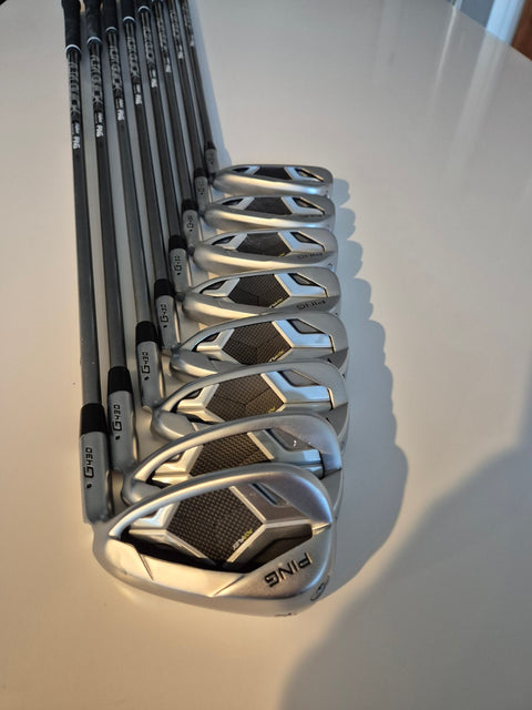PING G430 iron set cavity backs from angled view