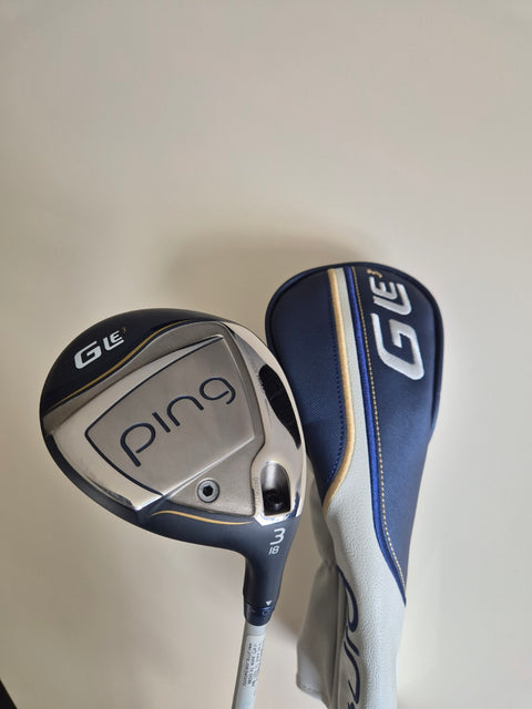 Sole of used PING G Le3 18 degree 3 wood in very good condition