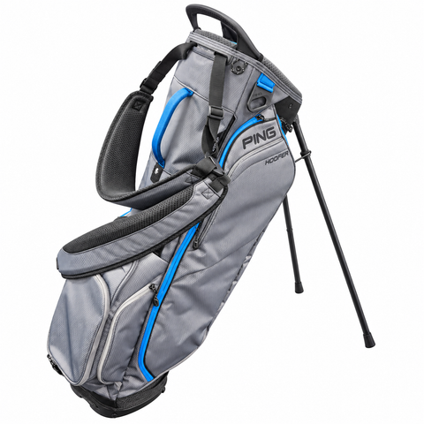 PING Hoofer 264 Iron/Black/Mali Blue stand golf bag – side view on white background