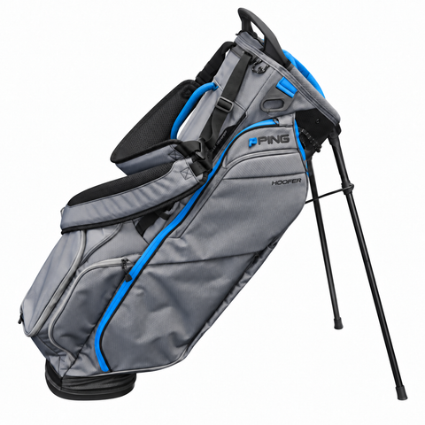 PING Hoofer 264 Iron/Black/Mali Blue – side pockets and deployed stand legs