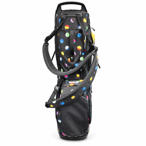 PING Hoofer 264 Ping Punch stand golf bag, rear view on white background