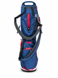 PING HooferLite 264 stand golf bag in Navy/White/Cherry, rear view showing shoulder straps on a white background