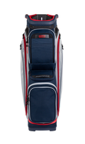 PING Pioneer 244 Navy/Lunar/Cherry cart golf bag, front view