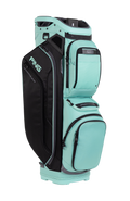 PING Pioneer 244 Aqua/Black/Iron cart golf bag, three-quarter view
